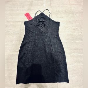 Best and final price NWT BETSY JOHNSON DRESS WITH GROMMET CRISSCROSS BLK  Sz XL